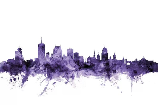 Quebec: Purple Quebec, Canada Skyline by Michael Tompsett
