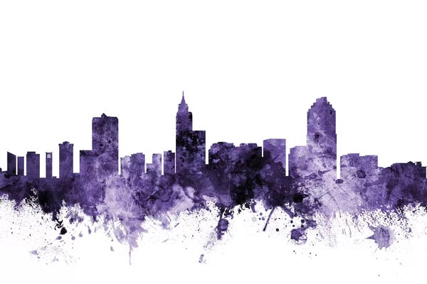 North Carolina: Purple Raleigh, North Carolina Skyline by Michael Tompsett