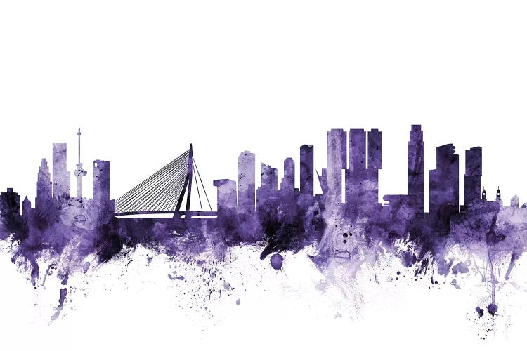 Purple Rotterdam, The Netherlands Skyline by Michael Tompsett wall art