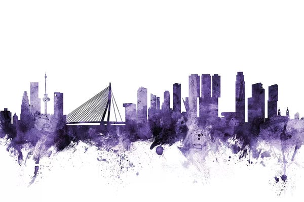 Purple Rotterdam, The Netherlands Skyline