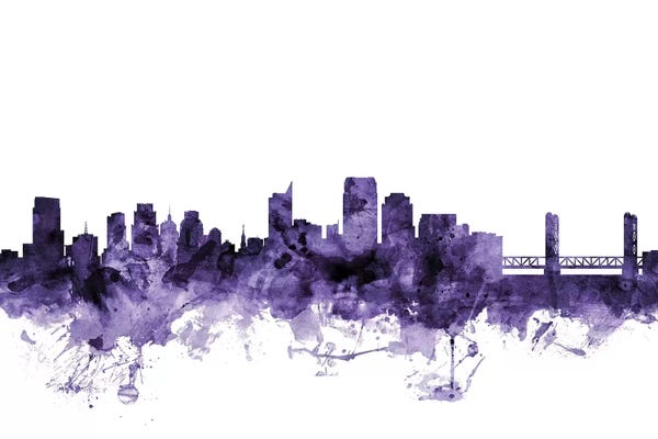 Sacramento: Purple Sacramento, California Skyline by Michael Tompsett