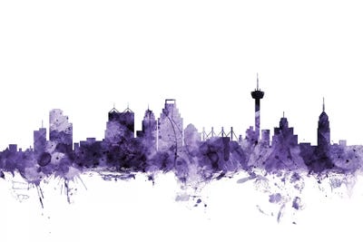 Purple San Antonio, Texas Skyline by Michael Tompsett canvas print