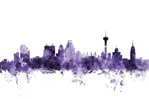 San Antonio: Purple San Antonio, Texas Skyline by Michael Tompsett