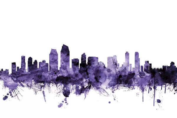 San Diego: Purple San Diego, California Skyline by Michael Tompsett