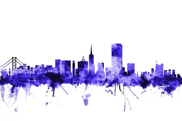 San Francisco Skylines: Purple San Francisco, California Skyline I by Michael Tompsett