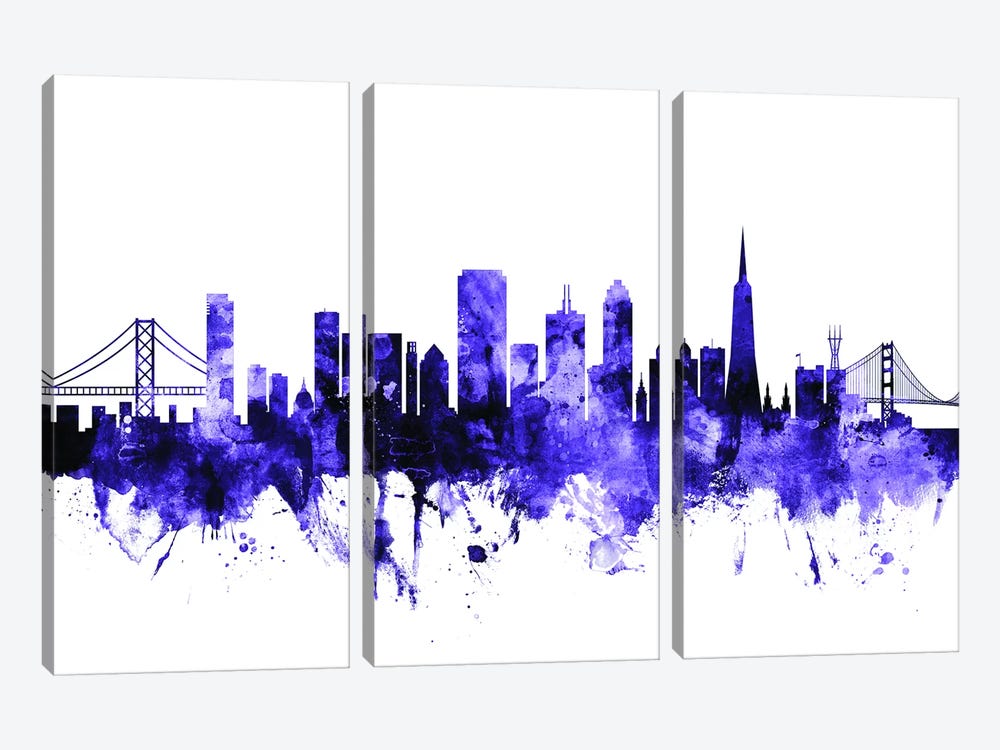 San Francisco, California Skyline II by Michael Tompsett 3-piece Canvas Artwork