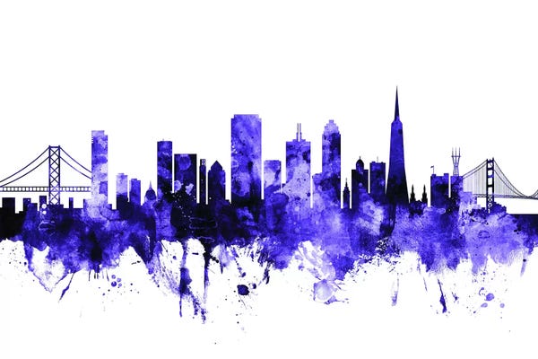 San Francisco: Purple San Francisco, California Skyline II by Michael Tompsett
