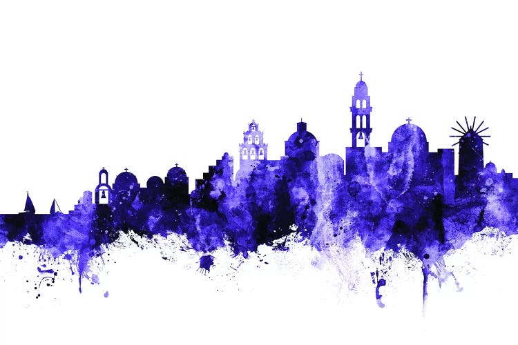 Purple Santorini Skyline by Michael Tompsett wall art