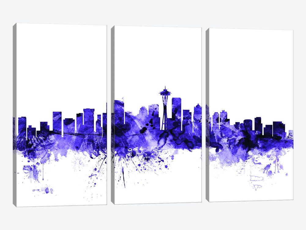 Seattle, Washington Skyline by Michael Tompsett 3-piece Canvas Art Print