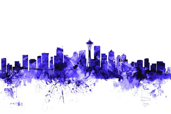 Seattle: Purple Seattle, Washington Skyline by Michael Tompsett