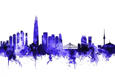 Purple Seoul, South Korea Skyline by Michael Tompsett canvas print