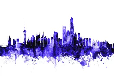 Purple Shanghai, China Skyline by Michael Tompsett acrylic art print