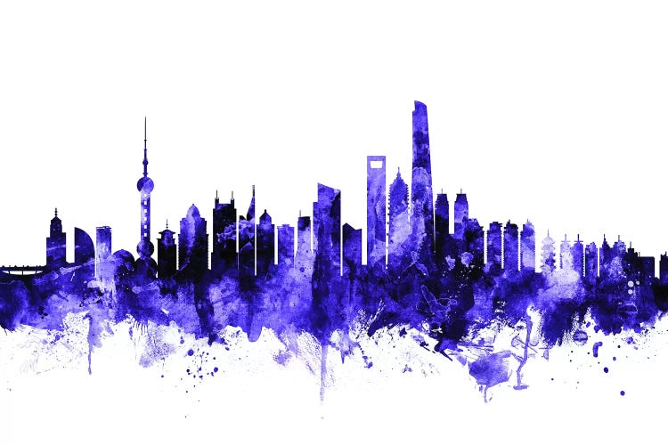 Purple Shanghai, China Skyline by Michael Tompsett wall art