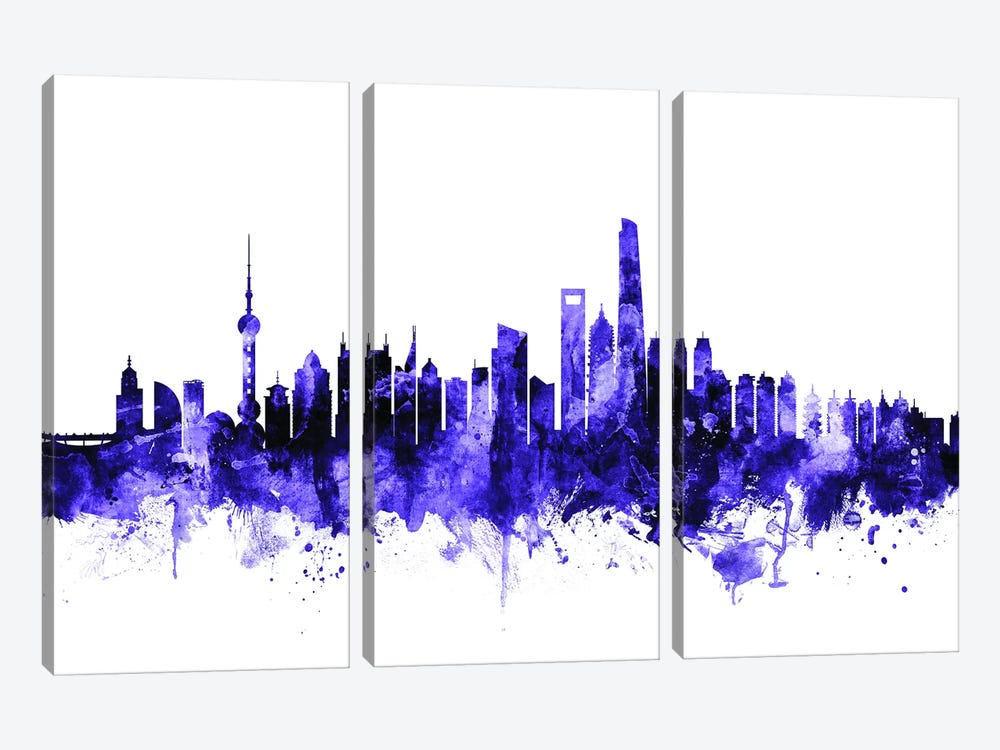 Shanghai, China Skyline by Michael Tompsett 3-piece Art Print