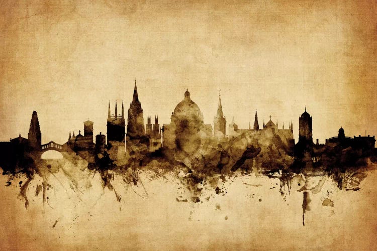 Retro Skyline Of Oxford, England, United Kingdom