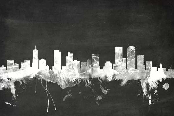 Large Black & White Art - Canvas Prints: Blackboard Skyline Of  Denver, Colorado, USA by Michael Tompsett
