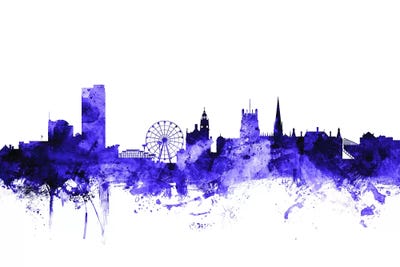 Purple Sheffield, England Skyline by Michael Tompsett framed wall art