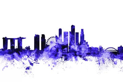 Purple Singapore Skyline by Michael Tompsett canvas print