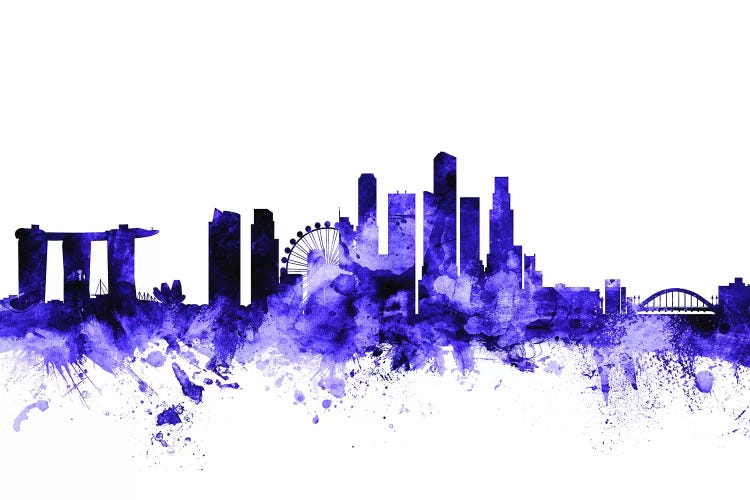 Purple Singapore Skyline by Michael Tompsett wall art