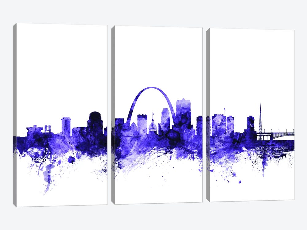 St. Louis, Missouri Skyline by Michael Tompsett 3-piece Canvas Print