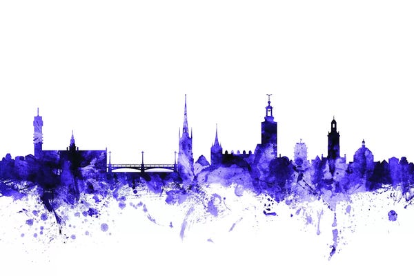Sweden: Purple Stockholm, Sweden Skyline by Michael Tompsett