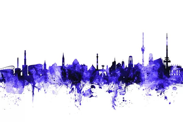Stuttgart: Purple Stuttgart, Germany Skyline by Michael Tompsett
