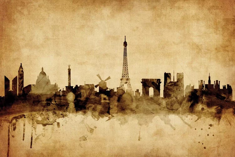 Retro Skyline Of Paris, France by Michael Tompsett wall art
