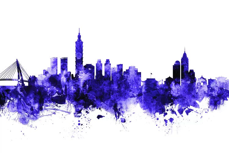Purple Taipei, Taiwan Skyline by Michael Tompsett wall art