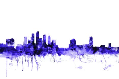 Purple Tampa, Florida Skyline by Michael Tompsett metal wall art