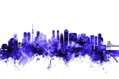 Purple Tokyo, Japan Skyline by Michael Tompsett metal wall art
