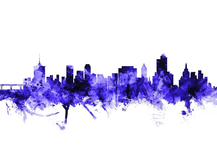 Purple Tulsa, Oklahoma Skyline by Michael Tompsett wall art