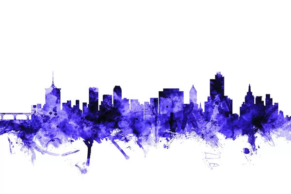 Tulsa: Purple Tulsa, Oklahoma Skyline by Michael Tompsett