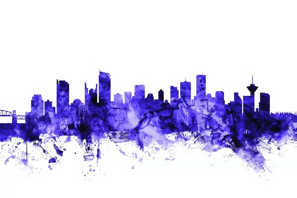 Vancouver: Purple Vancouver, Canada Skyline by Michael Tompsett
