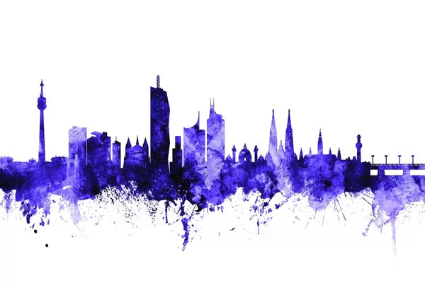 Vienna: Purple Vienna, Austria Skyline by Michael Tompsett