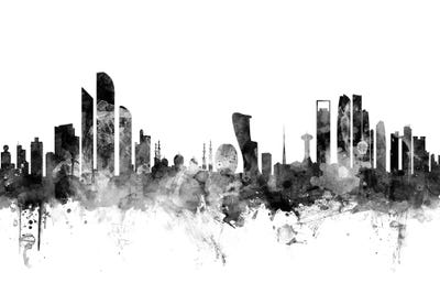 Abu Dhabi, UAE In Black & White by Michael Tompsett art print