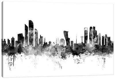 Abu Dhabi, UAE In Black & White Canvas Art Print - Abu Dhabi