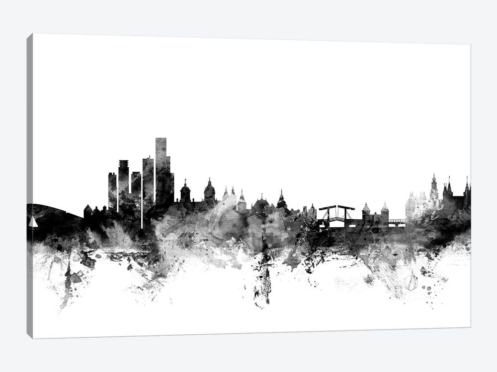 Amsterdam, The Netherlands In Black & White by Michael Tompsett 1-piece Canvas Art Print