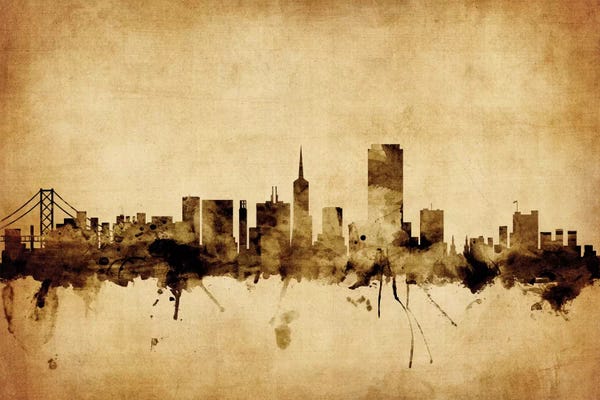 Retro Skyline Of San Francisco, California, USA