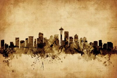 Retro Skyline Of Seattle, Washington, USA by Michael Tompsett canvas print