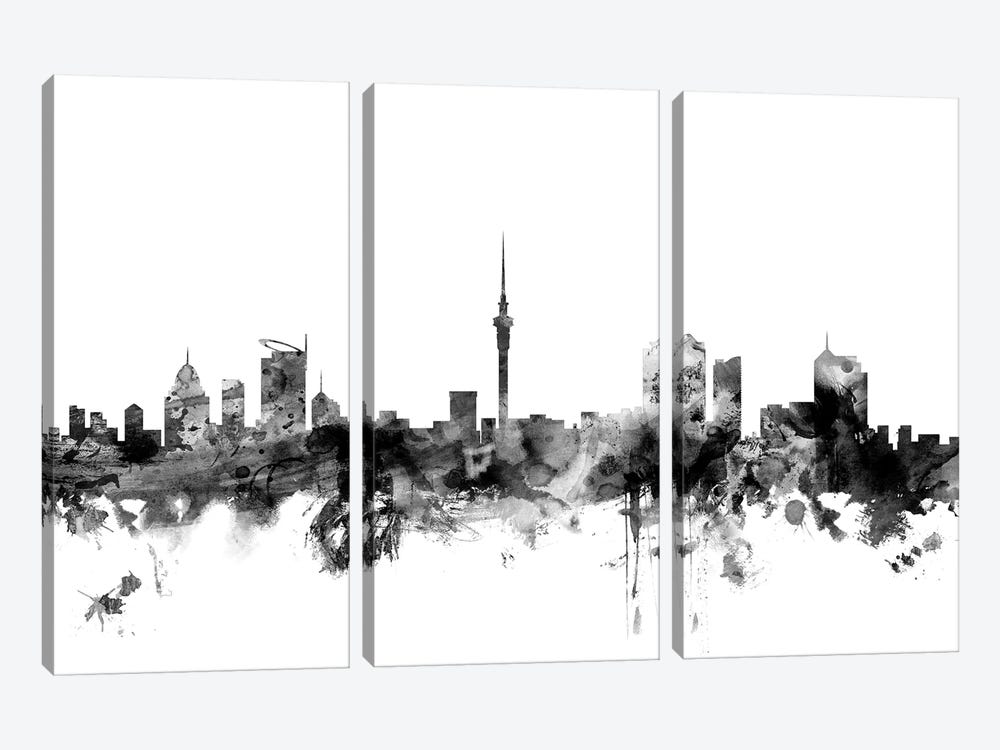 Auckland, New Zealand In Black & White by Michael Tompsett 3-piece Canvas Artwork