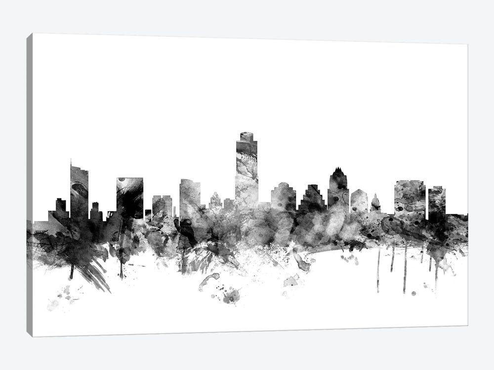 Austin, Texas In Black & White by Michael Tompsett 1-piece Canvas Print