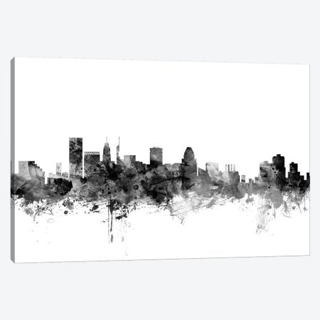 Baltimore, Maryland In Black & White Canvas Print #MTO744} by Michael Tompsett Canvas Print