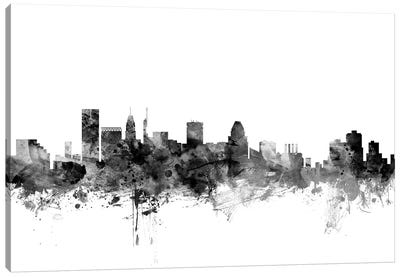 Baltimore, Maryland In Black & White Canvas Art Print - Maryland