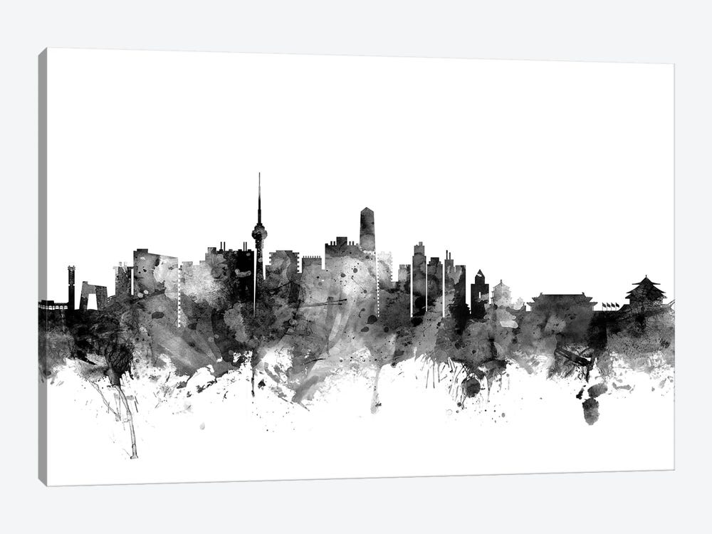 Beijing, China In Black & White by Michael Tompsett 1-piece Canvas Print