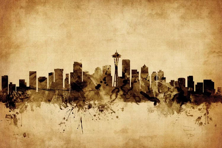 Retro Skyline Of Seattle, Washington, USA