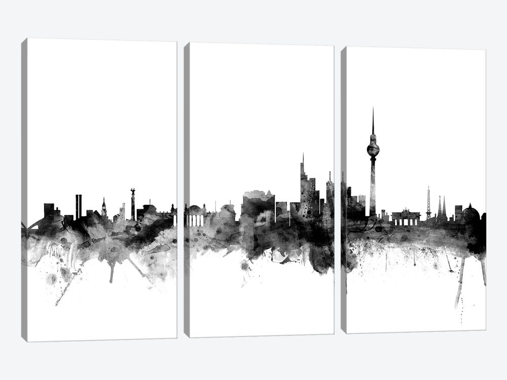 Berlin, Germany In Black & White by Michael Tompsett 3-piece Canvas Wall Art
