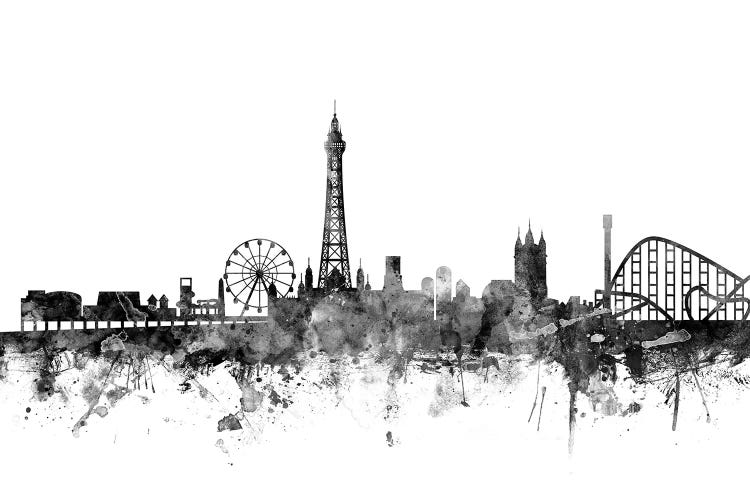 Blackpool, England In Black & White by Michael Tompsett wall art