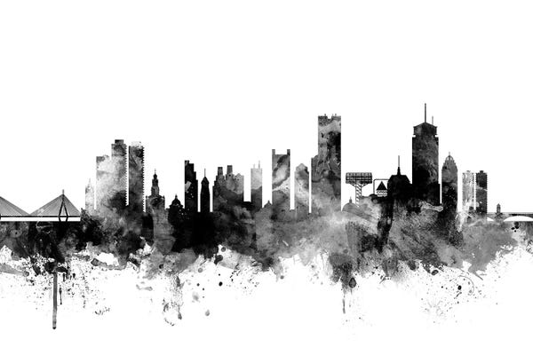 Black & White Digital Art: Boston, Massachusetts In Black & White II by Michael Tompsett
