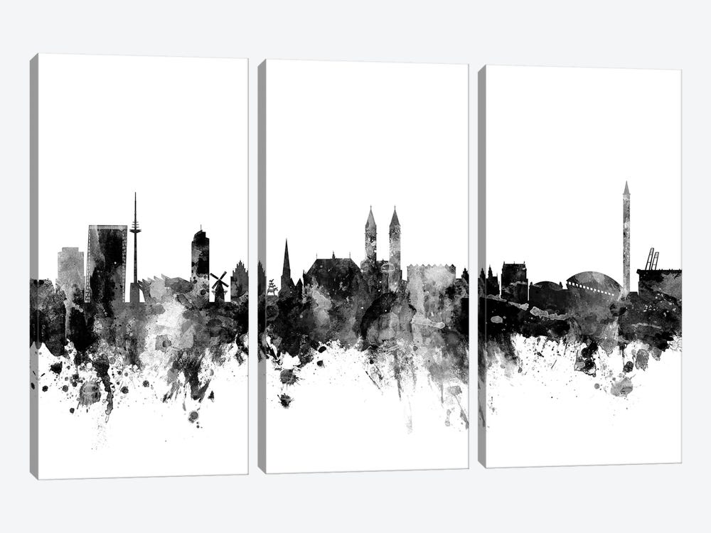 Bremen, Germany In Black & White by Michael Tompsett 3-piece Canvas Print