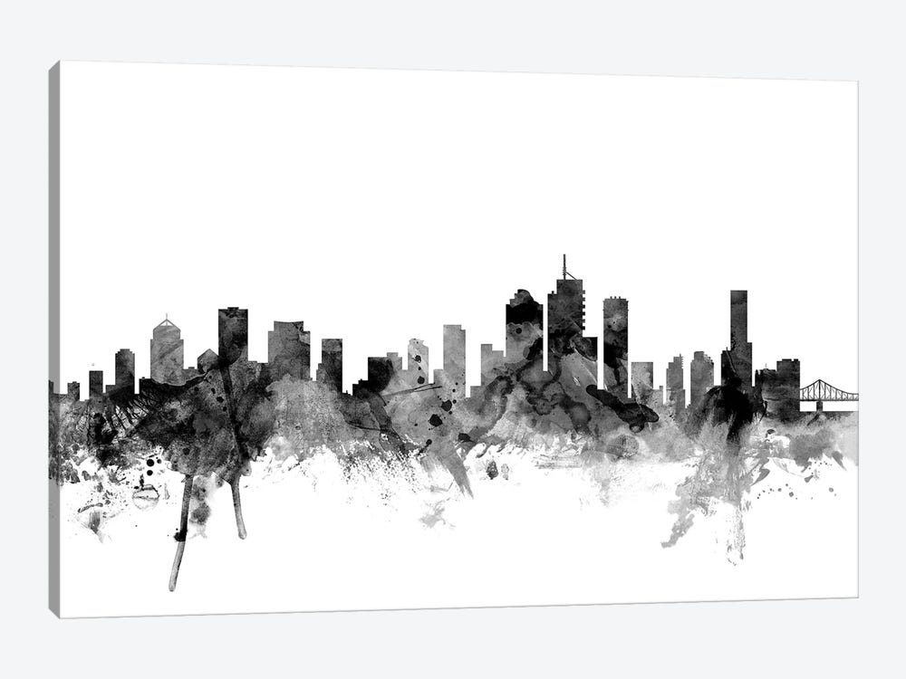 Brisbane, Australia In Black & White by Michael Tompsett 1-piece Canvas Wall Art
